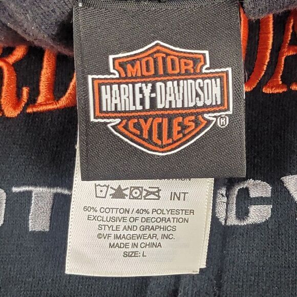 Vintage Y2K‎ Harley Davidson Distressed Hoodie Mens Large Motorcycle Zip Up - Picture 5 of 7